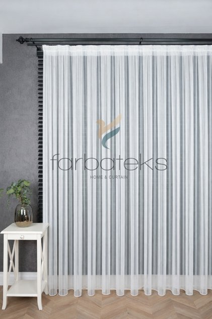 Modern Thin Striped Gold Particulate Tulle Curtain Stylish Woven Living Room 2 Layers Pleated Roman