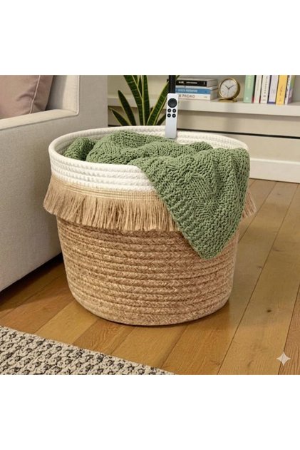 30*25 Decorative Wicker Bamboo Basket with Tassels Flower Pot Organizer Storage Basket