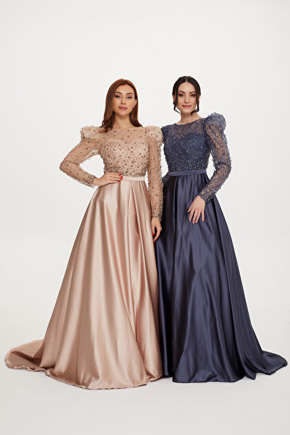 Stylish Fashion Stylish Fashion Turkish Evening Dress Navy Blue Color  Beautiful- Trendyol