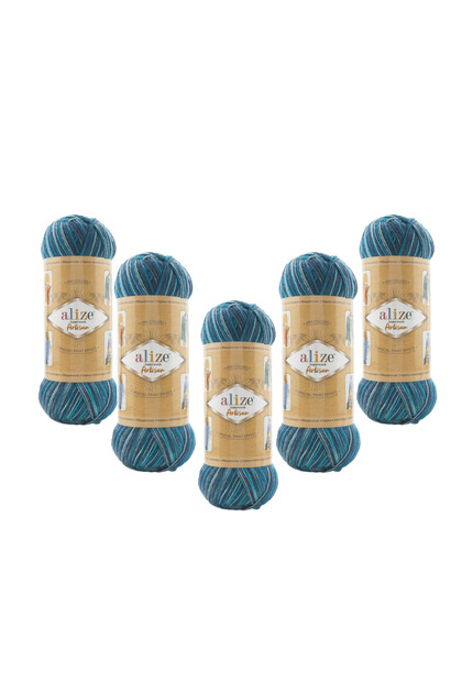 Superwash Artisan (9017) 5 Pieces 100 Gr 420 Mt 75% Wool Hand Knitting Yarn – Soft Durable Multi-Colored Yarn