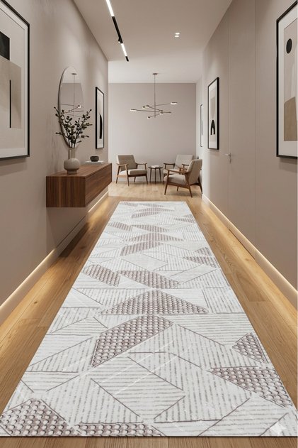 Non-Slip Based Carpet Runner Living Room Hallway Kitchen Bedroom Carpet 6023 Brown