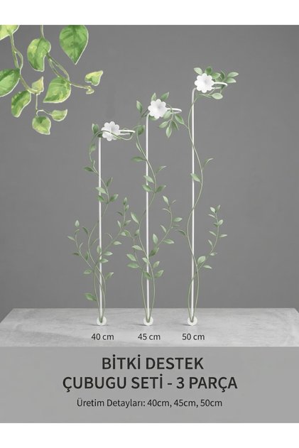 Metal 3'lü Bitki Destek Çubuğu Saksı bitki kazığı bahçe Bitki Gövde sarmaşık Destek Çubuğu