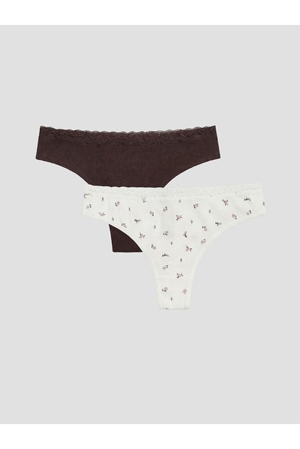 Özmarka New Season Lace Detailed Brazilian Panties Pack of 2