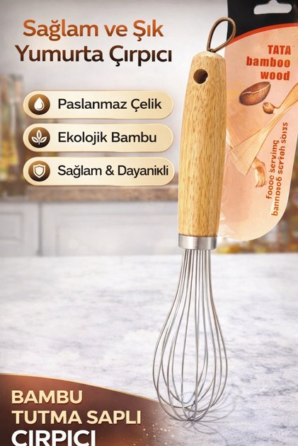 Premium Stainless Steel Bamboo Handle Whisk – Durable Kitchen Whisk