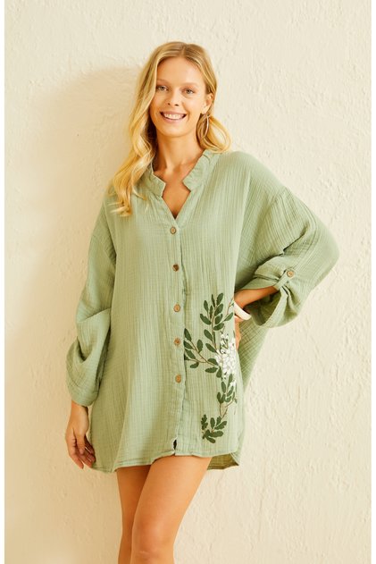 Yellow Muslin Cotton Oversize Women's Shirt – Lightweight, Breathable, Stylish Summer Design