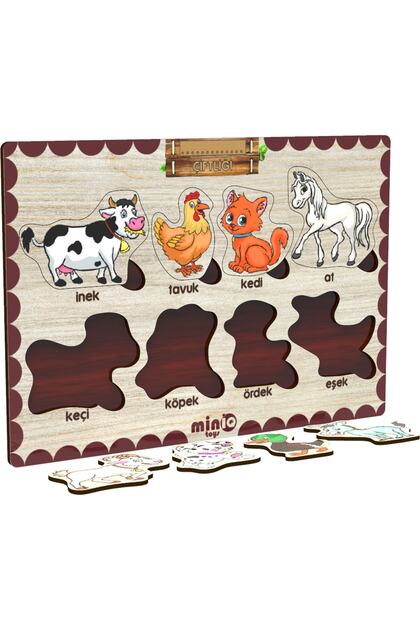 minİQ toys Ahşap Türkçe Çiftlik Hayvanları Eğitici-öğretici Yapboz