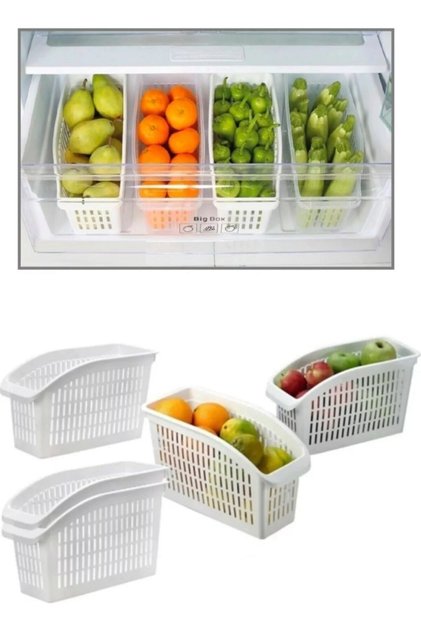 4 Pieces of Fridge Fruit and Vegetable Shelf Organizer In-Cabinet Organizer