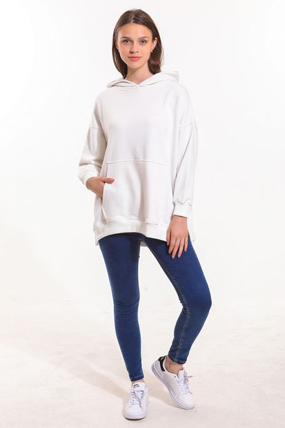 Slazenger Paınter Oversize Kadın Sweatshirt Kırık Beyaz - 5