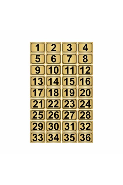 5X7Cm Metal Adhesive Number (1..36) 36 Pieces Gold Color Metal