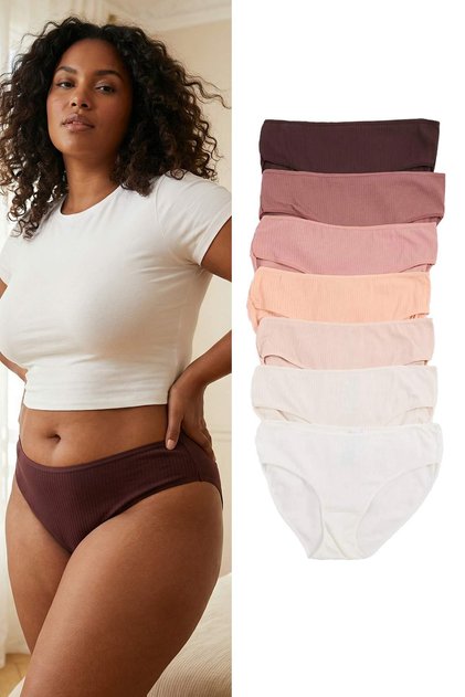 Brown-Multicolor 7-Piece Pack of Cotton Corded Fabric Classic Knitted Panties Tbbss26Cm00008