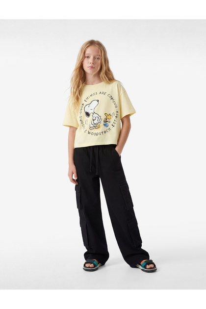 Snoopy Printed Crew Neck Short Sleeve Cotton Licensed T-Shirt
