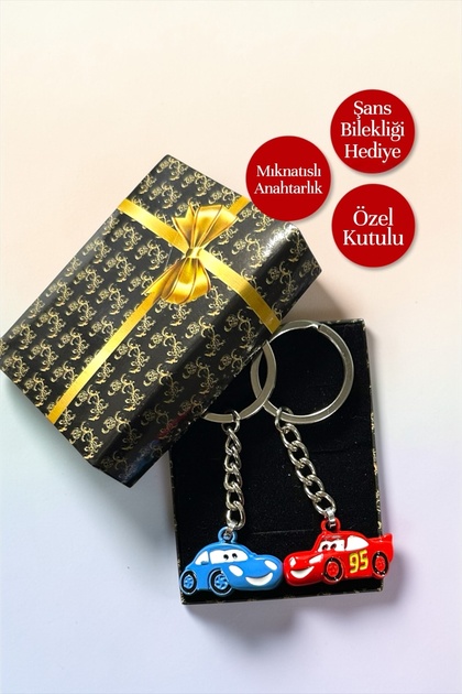 Magnetic Red Blue Couple Keychain Resin Enduring Friendship Keychain