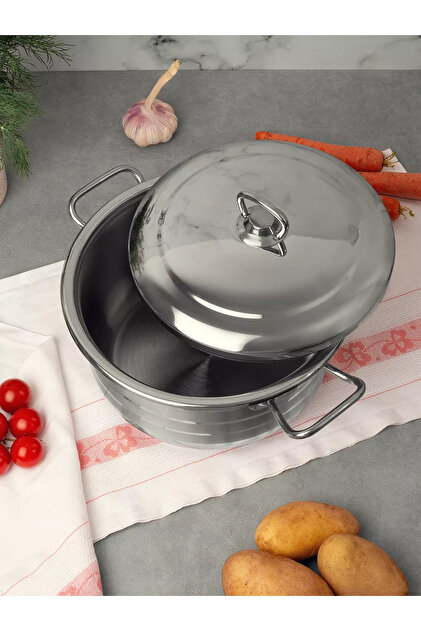 Oală adâncă din oțel Masterchef 36 cm 23,5l - Compatibilă cu inducția