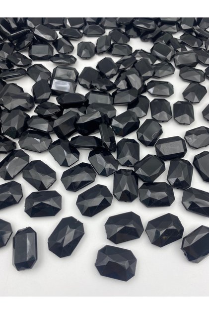 100gr Black Color Rectangular Model Acrylic Beads, Jewelry, Bag Making Beads (100gr,~34 Pieces)
