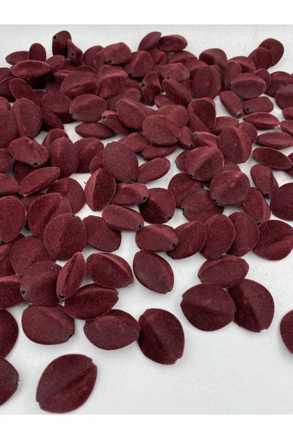 100gr Burgundy Color Flat Almond Model Velvet Beads Jewelry,Bag Making Bead (~32 Pcs)