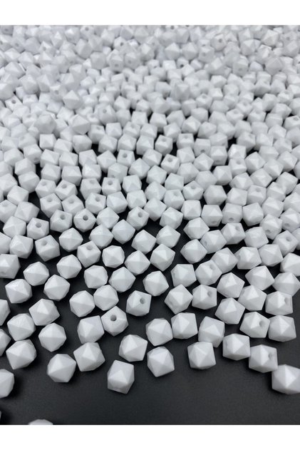 100gr 10mm Opaque White Color Cube, Cubic Model Acrylic Beads, Bag Beads (100gr,~200 Pieces)