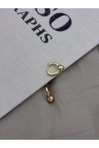 Gold Color Basic Bead Detailed Hoop Earrings Cm207