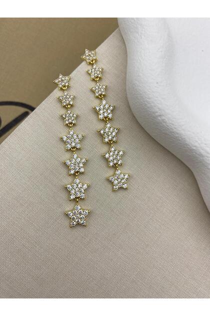 Gold Color Dangle Seven Star Zircon Stone Earrings