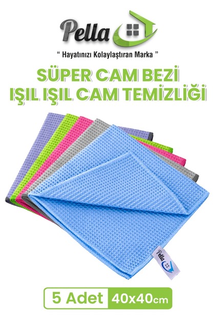 Süper Cam Bezi – 3’lü Set 40x40 İz Bırakmayan Formül, Mükemmel Temizlik!
