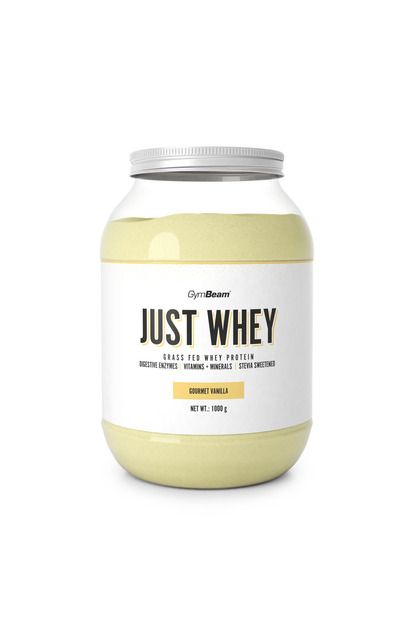 Proteine Just Whey din lapte de vaci hrănite cu iarbă – GymBeam, 1000 g, vanilie gourmet
