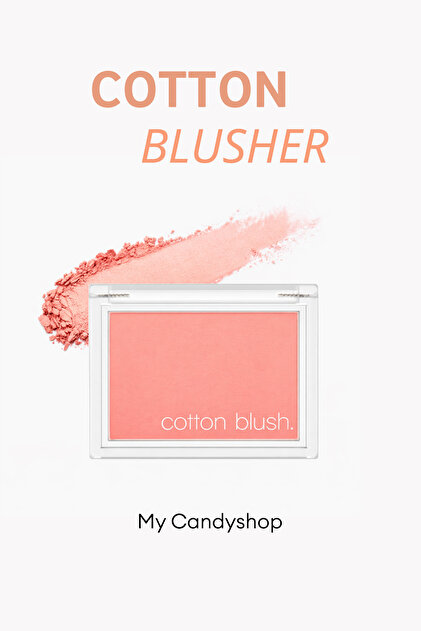 Kalıcı, Ciltle Bütünleşen, Kadife Dokulu Topaklanmayan Allık Cotton Blusher (My Candyshop)