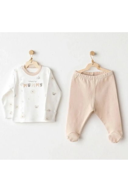 Ac25849 Happy Animals 2-Piece Bodysuit Set Beige