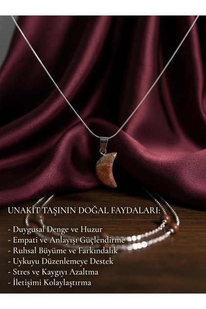 Unakit Natural Stone Steel Necklace with Moon Figure