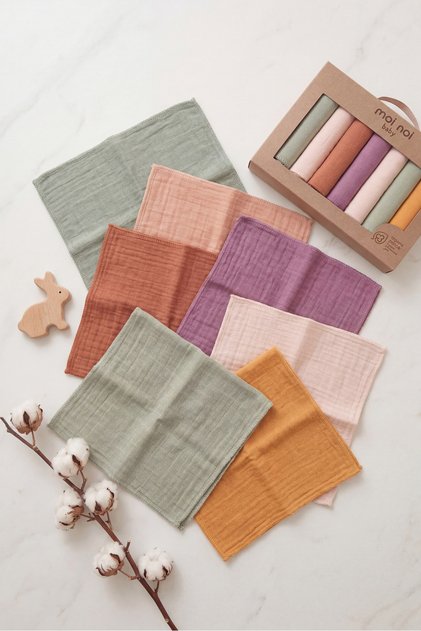 Muslin 7-Pack Mouth Wipes 100% Organic Cotton