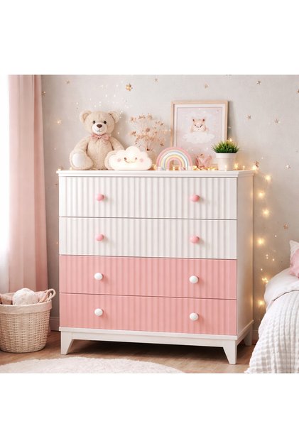 %100 MDF Bohem Pembe Bebek&ÇocukOdası Şİfonyer