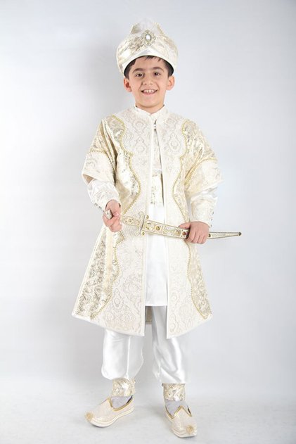 Deseli Krem Kaftan Kostüm