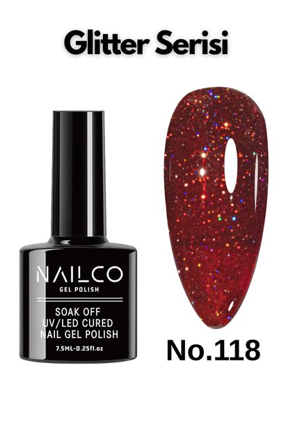 Uv Led Kalıcı Oje 7.5 ml Glitter Seri Nailco 118