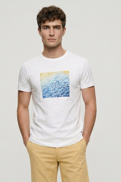 White Drophan Crew Neck Men's T-Shirt