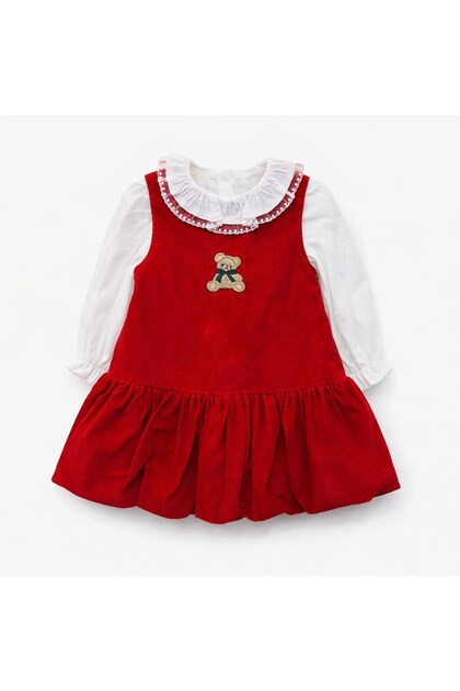 Baby Girl Cmn3814 Bear Detail 2-Piece Set