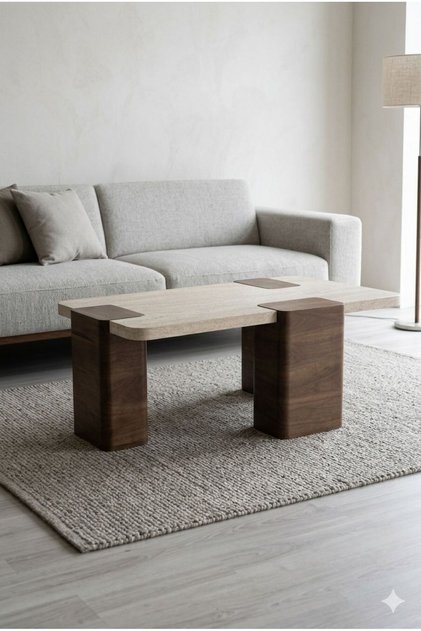 Duo Orta Sehpa Ceviz-Traverten 109x59