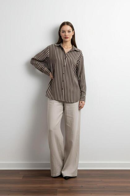 Oversize Striped Modal Shirt