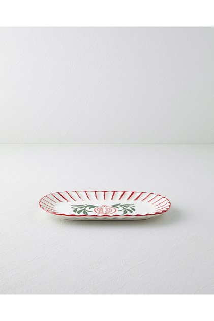 Etna Ceramic Boat Plate 28.5X15.5 cm Red