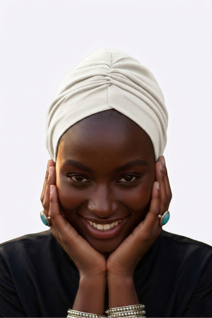 Drawstring Double-Sided Cream Ready-Made Turban Hijab Swimming Cap Suitable for Medical Use