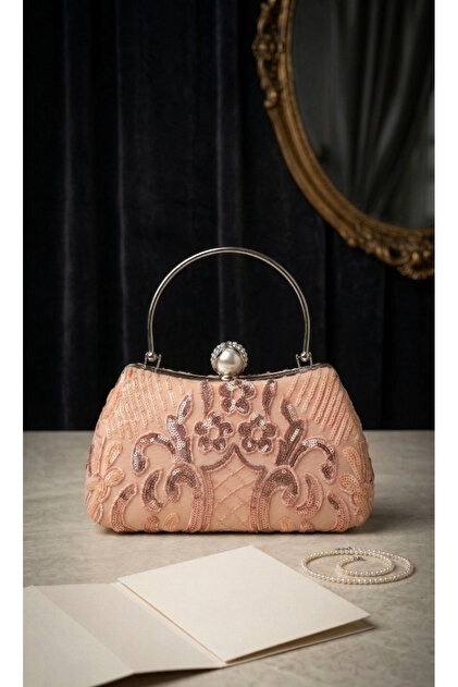 Telli Art Luxury Evening Dress Evening Bag, Special Design Stone Handle  Chain, Elegance and Sophistication, 16×23 cm- Trendyol