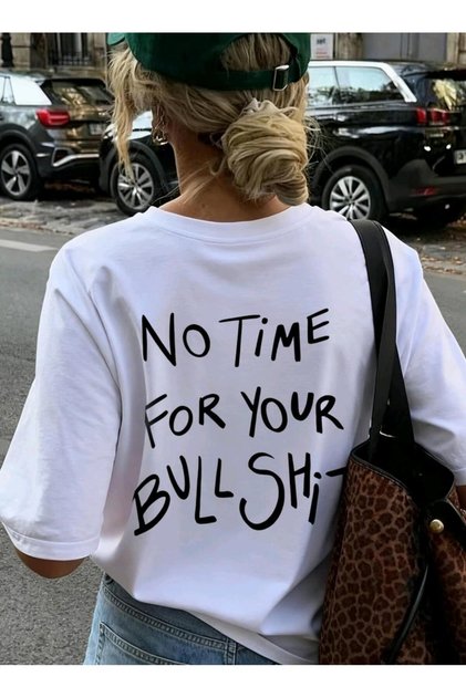 Women's Crew Neck Oversized T-Shirt with Back Print