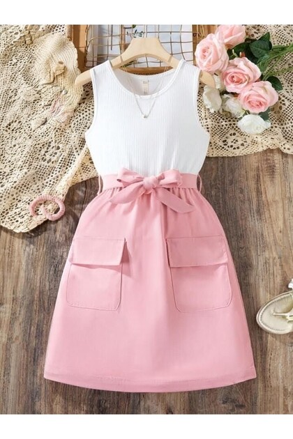 Pink Girls' 2-Piece Combination Woven Skirt