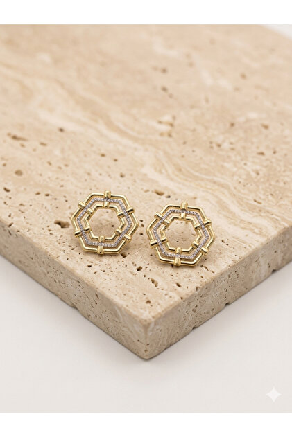 Stone Geometric Steel Earrings
