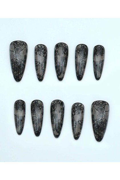Night Velvet Protez Jel Takma Tırnak - El Yapımı Kalıcı Oje Nail Art - NC249