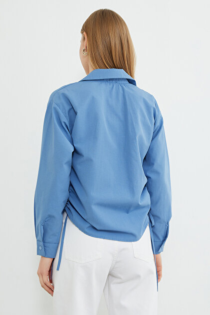 エンフォルド 25AW LOOSE SHIRT シャツ 長袖 38 ライトブルー Fullamoda Basic Loose Shirt with Gathered Sides- Trendyol