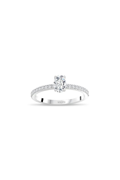 0,45 Karat F Renk Oval Pırlanta Tektaş - HRD Sertifikalı - 1100670