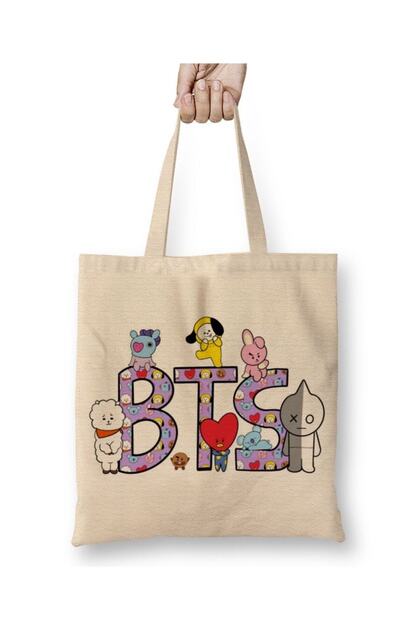 حقيبة ملابس Bts Bt21 أحرف 01 بمقبض طويل