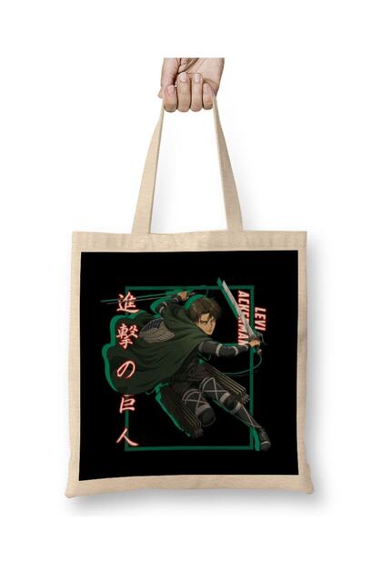 حقيبة قماش بتصميم ظل من Attack on Titan Levi Ackerman بمقبض طويل