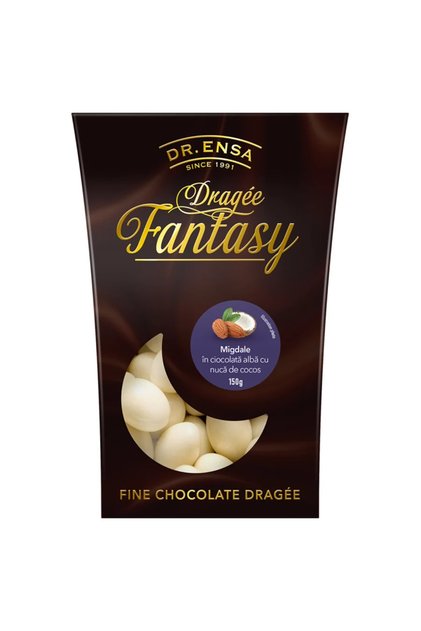 Migdale în ciocolată albă cu nucă de cocos 150g Drajeuri Fantasy