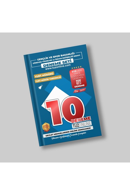 Tuzonline GSB Yurt Müdür ve Müdür Yardımcısı 10'lu Deneme Seti