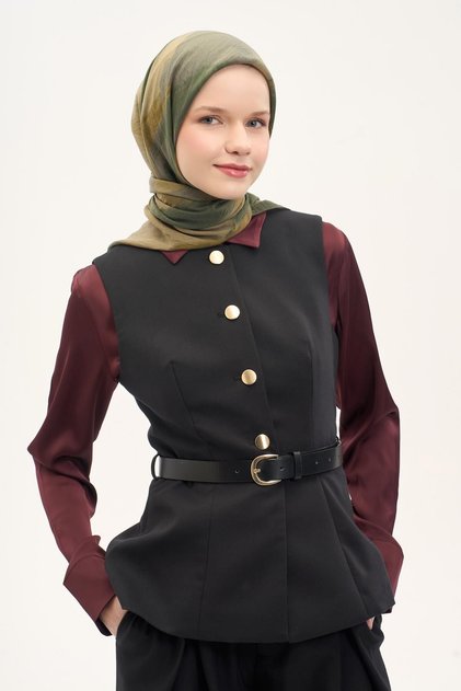 وشاح أوليندا من مزيج الحرير بنمط تجريدي باللون الأخضر العشبي 90x90