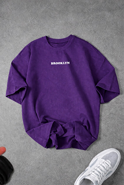 Tricou unisex pentru bărbați/femei BROO cu imprimeu personalizat, cu gât rotund, din bumbac pieptănat